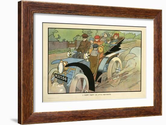 A Happy Party of Little Motorists-Charles Robinson-Framed Art Print