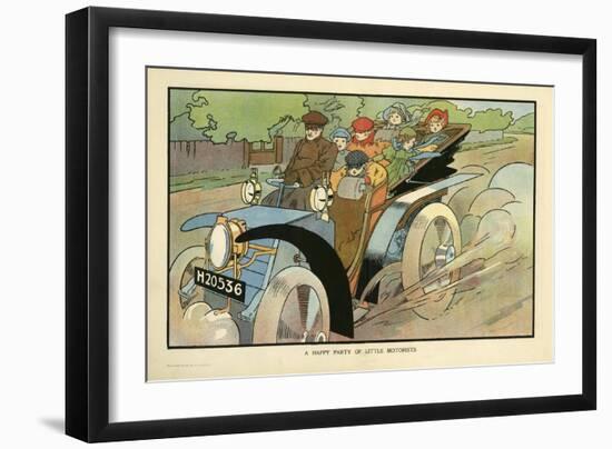 A Happy Party of Little Motorists-Charles Robinson-Framed Art Print