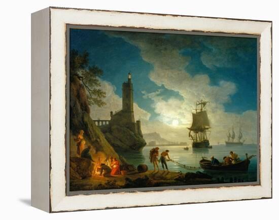 A Harbor in Moonlight, 1787-Claude Joseph Vernet-Framed Premier Image Canvas