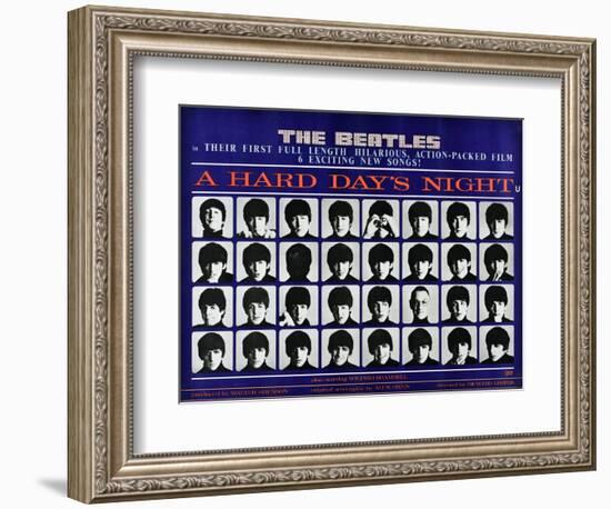 A Hard Day's Night, British Poster, (Top to Bottom), 1964-null-Framed Art Print