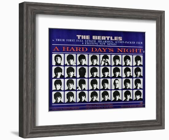 A Hard Day's Night, British Poster, (Top to Bottom), 1964-null-Framed Art Print