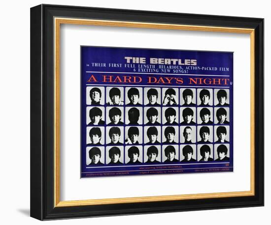 A Hard Day's Night, British Poster, (Top to Bottom), 1964-null-Framed Art Print