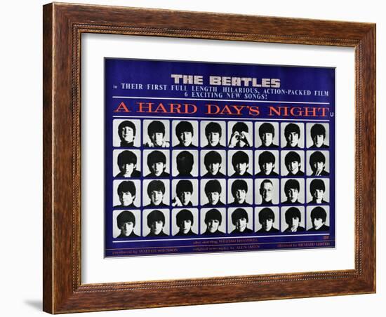 A Hard Day's Night, British Poster, (Top to Bottom), 1964-null-Framed Art Print