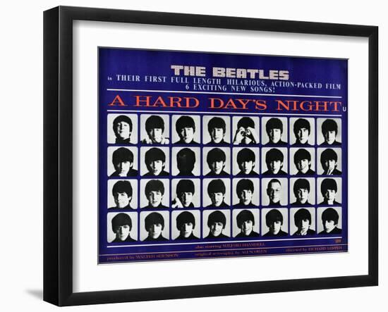 A Hard Day's Night, British Poster, (Top to Bottom), 1964-null-Framed Art Print