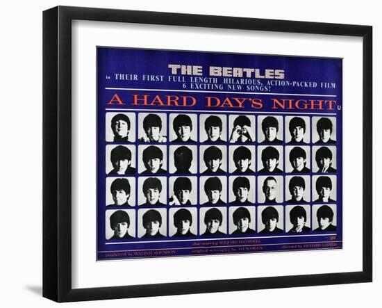 A Hard Day's Night, British Poster, (Top to Bottom), 1964--Framed Art Print