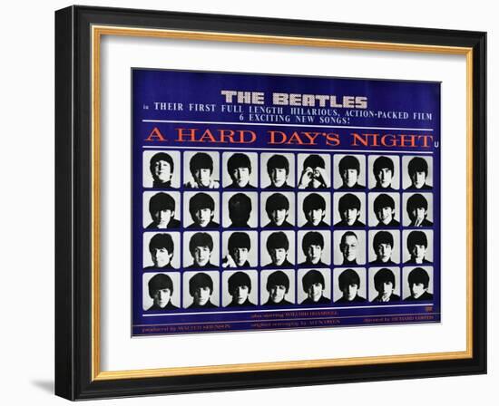 A Hard Day's Night, British Poster, (Top to Bottom), 1964-null-Framed Art Print