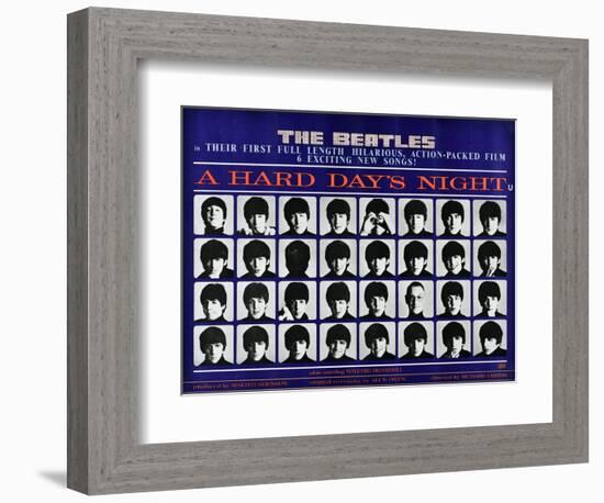 A Hard Day's Night, British Poster, (Top to Bottom), 1964-null-Framed Premium Giclee Print