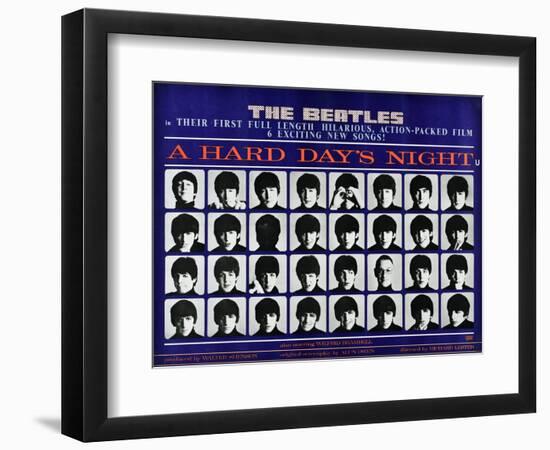 A Hard Day's Night, British Poster, (Top to Bottom), 1964-null-Framed Premium Giclee Print