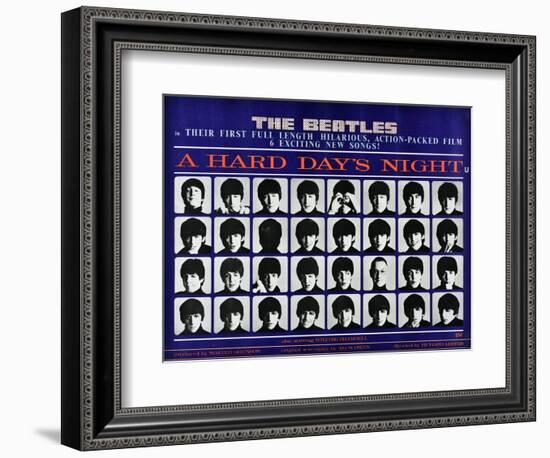 A Hard Day's Night, British Poster, (Top to Bottom), 1964-null-Framed Premium Giclee Print