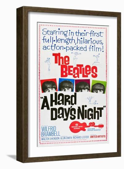 A Hard Day's Night, the Beatles, Paul Mccartney, John Lennon, George Harrison, Ringo Starr, 1964-null-Framed Art Print