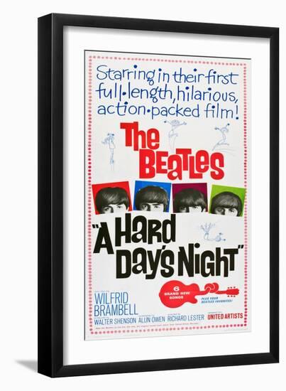 A Hard Day's Night, the Beatles, Paul Mccartney, John Lennon, George Harrison, Ringo Starr, 1964-null-Framed Art Print