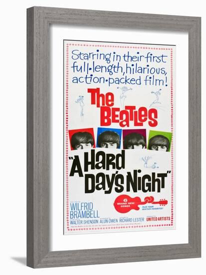 A Hard Day's Night, the Beatles, Paul Mccartney, John Lennon, George Harrison, Ringo Starr, 1964-null-Framed Premium Giclee Print