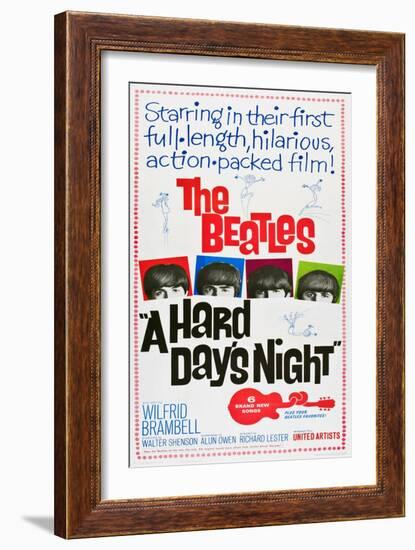 A Hard Day's Night, the Beatles, Paul Mccartney, John Lennon, George Harrison, Ringo Starr, 1964-null-Framed Premium Giclee Print