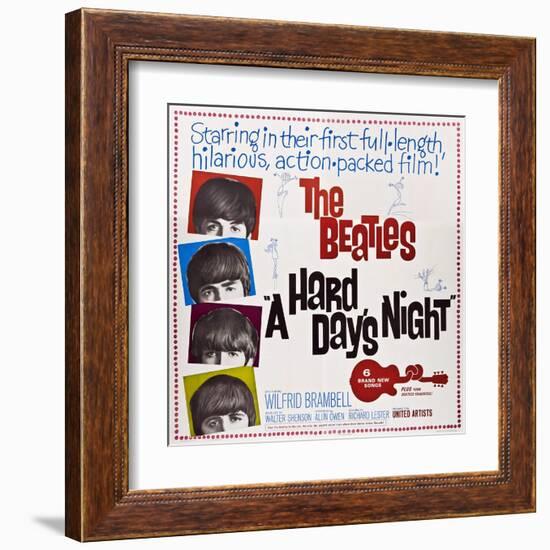 A Hard Day's Night, the Beatles, Paul Mccartney, John Lennon, George Harrison, Ringo Starr, 1964-null-Framed Art Print