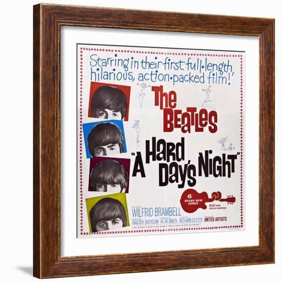 A Hard Day's Night, the Beatles, Paul Mccartney, John Lennon, George Harrison, Ringo Starr, 1964-null-Framed Art Print