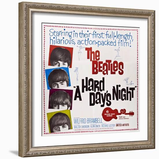 A Hard Day's Night, the Beatles, Paul Mccartney, John Lennon, George Harrison, Ringo Starr, 1964-null-Framed Premium Giclee Print
