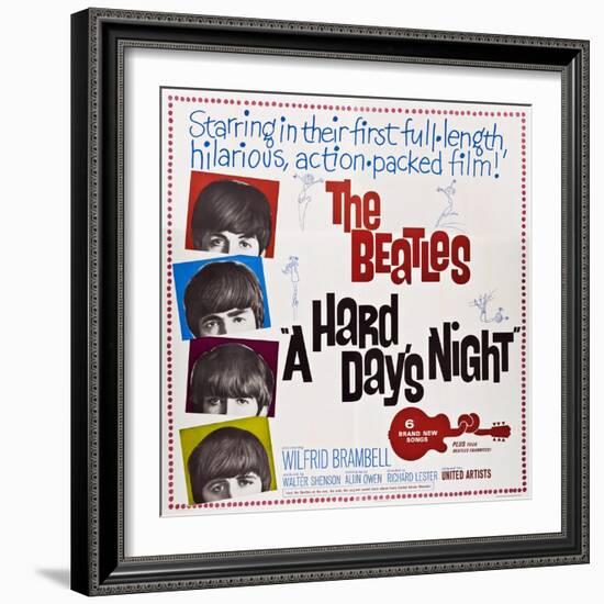 A Hard Day's Night, the Beatles, Paul Mccartney, John Lennon, George Harrison, Ringo Starr, 1964-null-Framed Premium Giclee Print