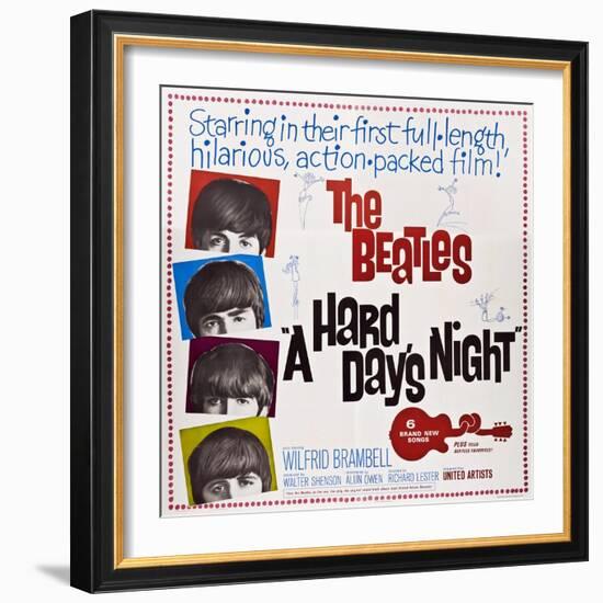 A Hard Day's Night, the Beatles, Paul Mccartney, John Lennon, George Harrison, Ringo Starr, 1964-null-Framed Premium Giclee Print