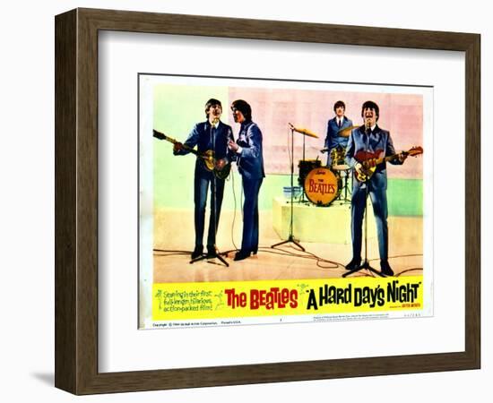 A Hard Days Night, Paul Mccartney, George Harrison, Ringo Starr, John Lennon, 1964-null-Framed Art Print