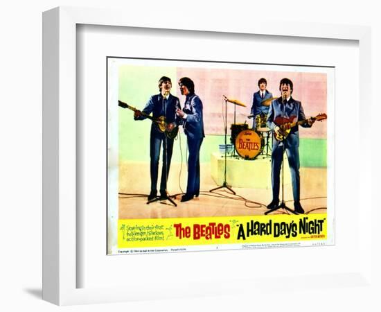 A Hard Days Night, Paul Mccartney, George Harrison, Ringo Starr, John Lennon, 1964-null-Framed Art Print