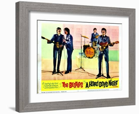 A Hard Days Night, Paul Mccartney, George Harrison, Ringo Starr, John Lennon, 1964-null-Framed Art Print