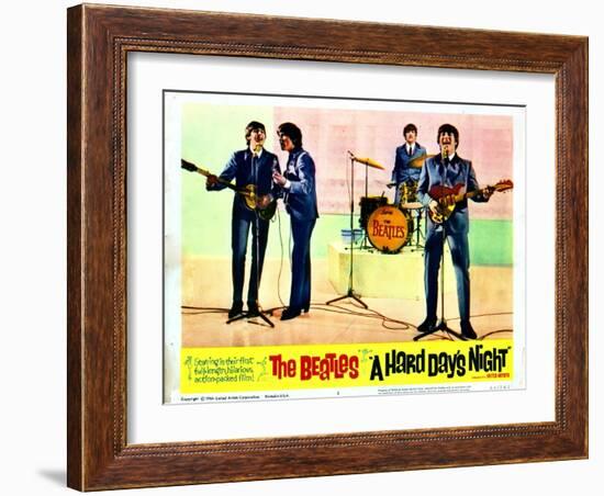 A Hard Days Night, Paul Mccartney, George Harrison, Ringo Starr, John Lennon, 1964-null-Framed Art Print