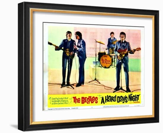 A Hard Days Night, Paul Mccartney, George Harrison, Ringo Starr, John Lennon, 1964-null-Framed Art Print