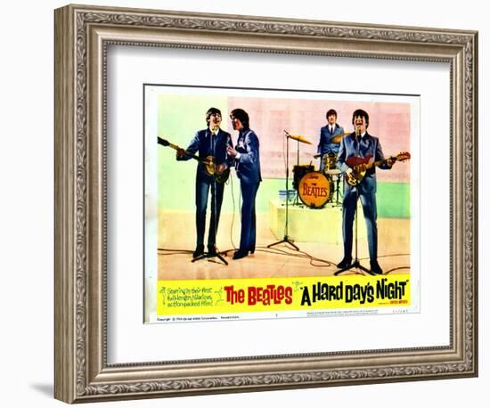 A Hard Days Night, Paul Mccartney, George Harrison, Ringo Starr, John Lennon, 1964-null-Framed Premium Giclee Print