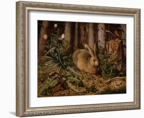 A Hare in the Forest, by Hans Hoffmann, c. 1585, German painting,-Hans Hoffmann-Framed Art Print