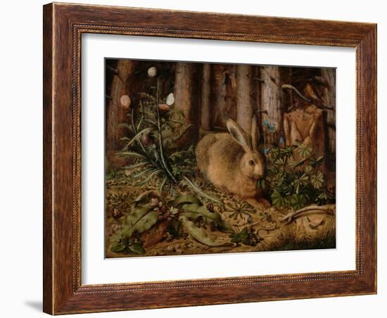 A Hare in the Forest, by Hans Hoffmann, c. 1585, German painting,-Hans Hoffmann-Framed Art Print