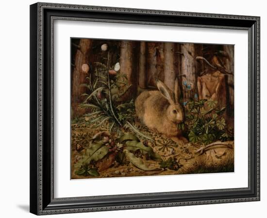 A Hare in the Forest, by Hans Hoffmann, c. 1585, German painting,-Hans Hoffmann-Framed Art Print