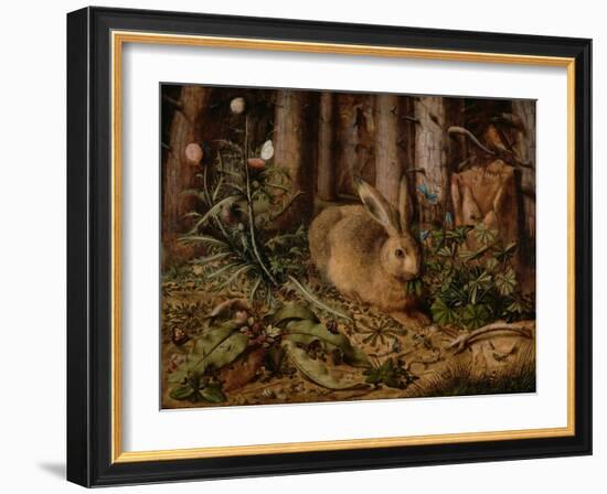 A Hare in the Forest, by Hans Hoffmann, c. 1585, German painting,-Hans Hoffmann-Framed Art Print