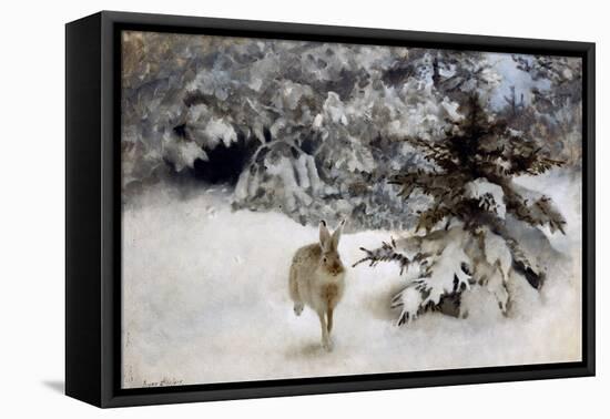 A Hare in the Snow, 1927-Bruno Andreas Liljefors-Framed Premier Image Canvas