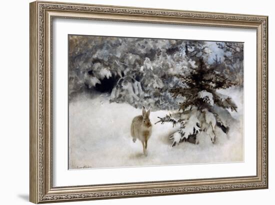 A Hare in the Snow, 1927-Bruno Andreas Liljefors-Framed Giclee Print