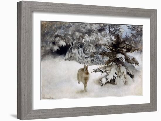 A Hare in the Snow, 1927-Bruno Andreas Liljefors-Framed Giclee Print