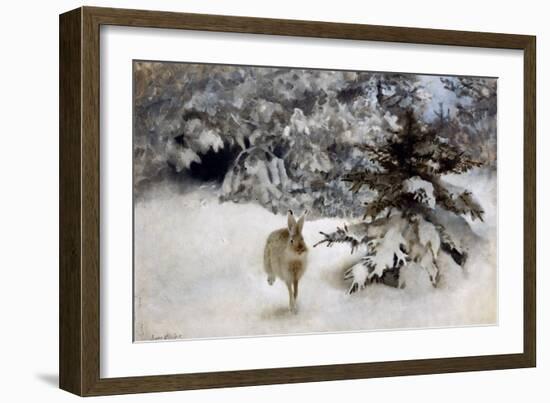 A Hare in the Snow, 1927-Bruno Andreas Liljefors-Framed Giclee Print