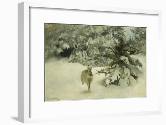 A Hare in the Snow-Bruno Liljefors-Framed Giclee Print