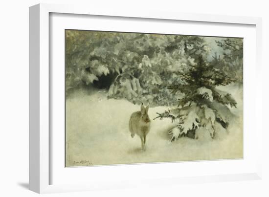 A Hare in the Snow-Bruno Liljefors-Framed Giclee Print