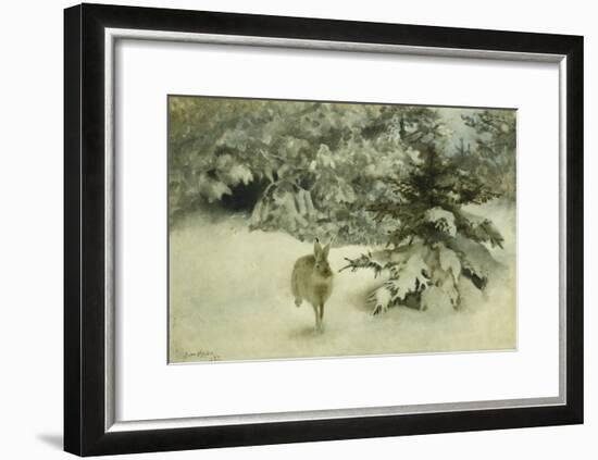 A Hare in the Snow-Bruno Liljefors-Framed Giclee Print