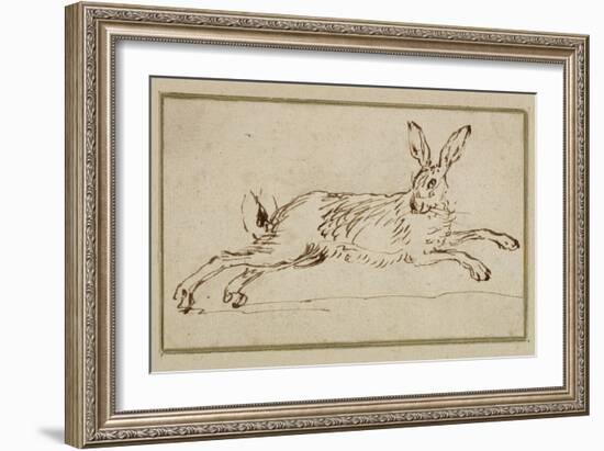 A Hare Running, with Ears Pricked (Pen and Ink on Paper)-James Seymour-Framed Giclee Print