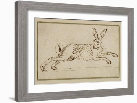 A Hare Running, with Ears Pricked (Pen and Ink on Paper)-James Seymour-Framed Giclee Print