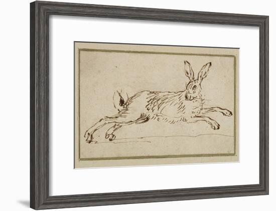 A Hare Running, with Ears Pricked (Pen and Ink on Paper)-James Seymour-Framed Giclee Print