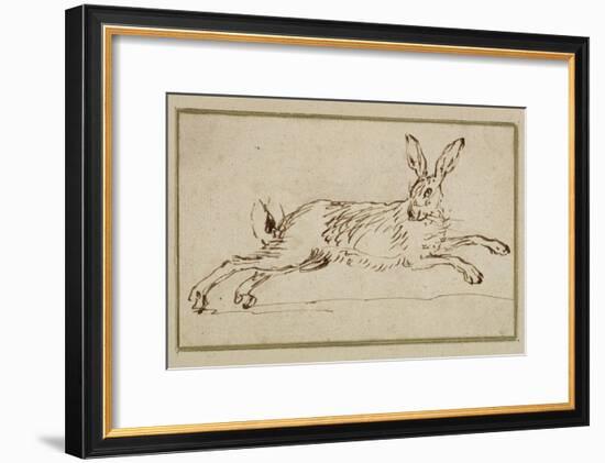 A Hare Running, with Ears Pricked (Pen and Ink on Paper)-James Seymour-Framed Giclee Print