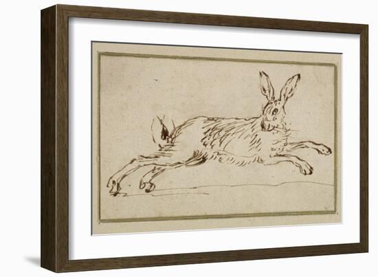 A Hare Running, with Ears Pricked (Pen and Ink on Paper)-James Seymour-Framed Giclee Print