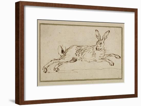 A Hare Running, with Ears Pricked (Pen and Ink on Paper)-James Seymour-Framed Giclee Print