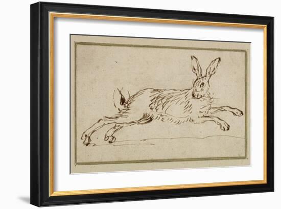 A Hare Running, with Ears Pricked (Pen and Ink on Paper)-James Seymour-Framed Giclee Print