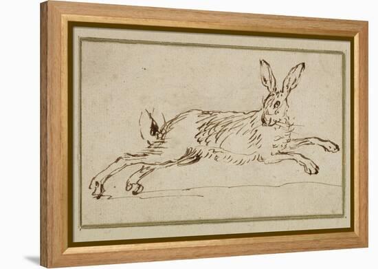 A Hare Running, with Ears Pricked (Pen and Ink on Paper)-James Seymour-Framed Premier Image Canvas