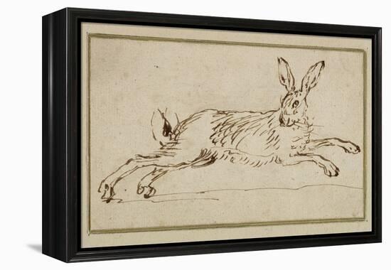 A Hare Running, with Ears Pricked (Pen and Ink on Paper)-James Seymour-Framed Premier Image Canvas