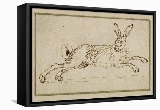 A Hare Running, with Ears Pricked (Pen and Ink on Paper)-James Seymour-Framed Premier Image Canvas