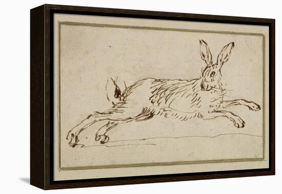 A Hare Running, with Ears Pricked (Pen and Ink on Paper)-James Seymour-Framed Premier Image Canvas
